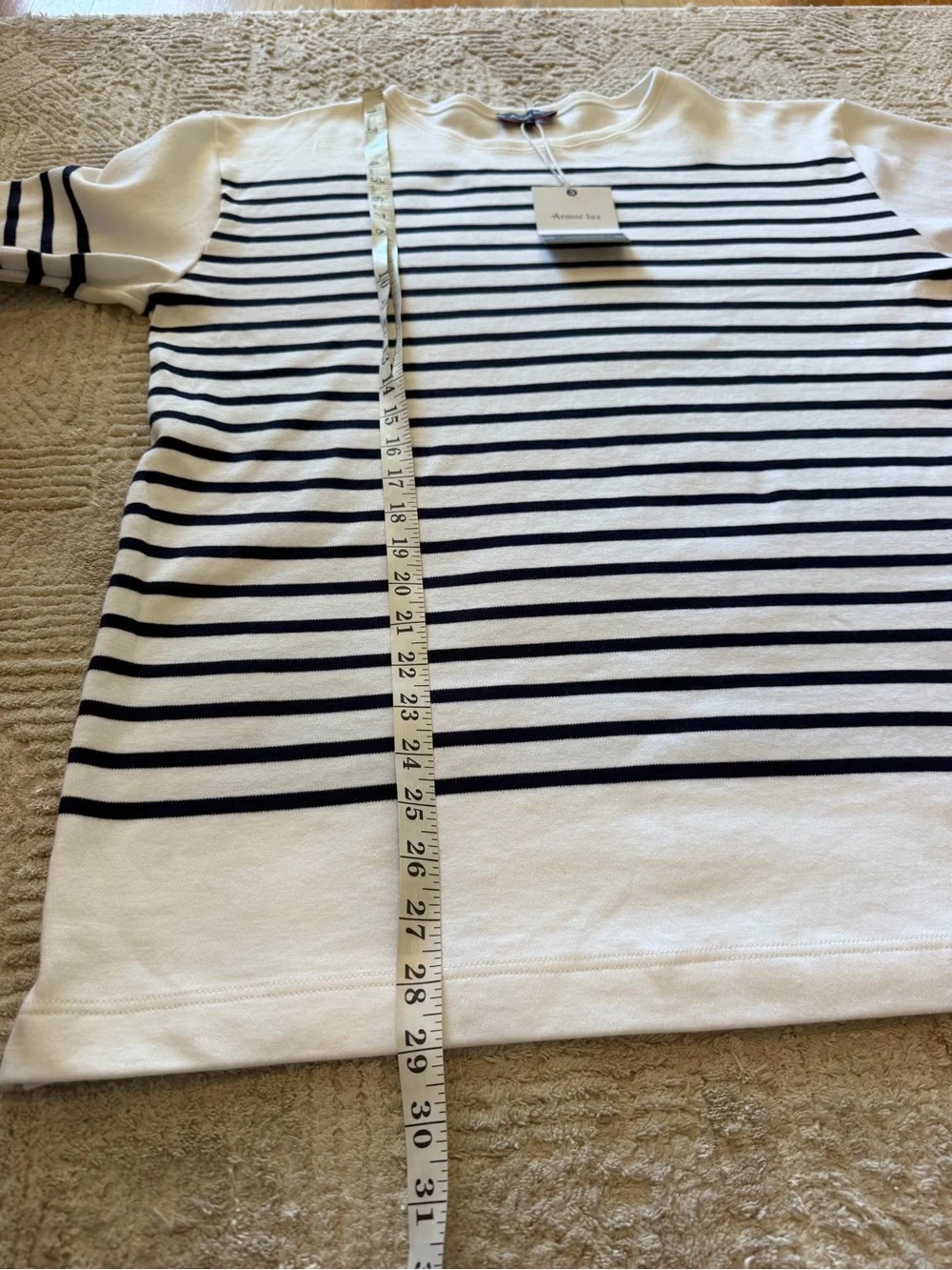 Armor-Lux Amiral Breton Stripe Long Sleeve Shirt XL White Navy 100% Cotton